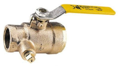 Conbraco - 2" Pipe, Bronze, Straight with Side Tap, Gas Ball Valve - 250 psi WOG Rating, Lever Handle, FNPT x FNPT End Connections, 2 Piece - Top Tool & Supply