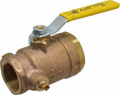 Conbraco - 1-1/4" Pipe, Bronze, Straight with Side Tap, Gas Ball Valve - 250 psi WOG Rating, Lever Handle, FNPT x FNPT End Connections, 2 Piece - Top Tool & Supply