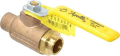 Apollo - 1/2" Pipe, Standard Port, Bronze Standard Ball Valve - Three Way, Soldered x Soldered Ends, Lever Handle, 400 WOG - Top Tool & Supply