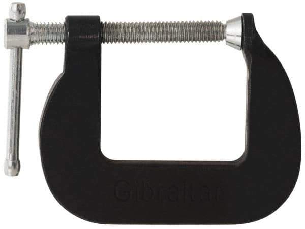 Gibraltar - Light-Duty 2" Max Opening, 1-1/4" Throat Depth, Cast Iron Standard C-Clamp - 875 Lb Capacity, 0" Min Opening, Standard Throat Depth - Top Tool & Supply