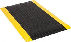 Wearwell - 5' Long x 3' Wide, Dry Environment, Anti-Fatigue Matting - Black with Yellow Borders, Vinyl with Urethane Sponge Base, Beveled on 4 Sides - Top Tool & Supply