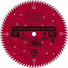 Freud - 10" Diam, 5/8" Arbor Hole Diam, 80 Tooth Wet & Dry Cut Saw Blade - Carbide-Tipped, Standard Round Arbor - Top Tool & Supply