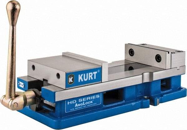 Kurt - 6" Jaw Width, 9-1/16" Jaw Opening Capacity, Horizontal Stationary Machine Vise - Manual Operation, 5,250 Lb Capacity, 1 Station, 18.32" Long x 4.86" High x 1-31/64" Deep, 1.735" Jaw Height, 5,250 Lb Max Clamp Force - Top Tool & Supply