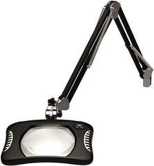 O.C. White - 43 Inch, Swing Arm, Clamp on, LED, Black, Magnifying Task Light - 8 Watt, 2x Magnification, 7 Inch Wide, 5-1/4 Inch Long - Top Tool & Supply