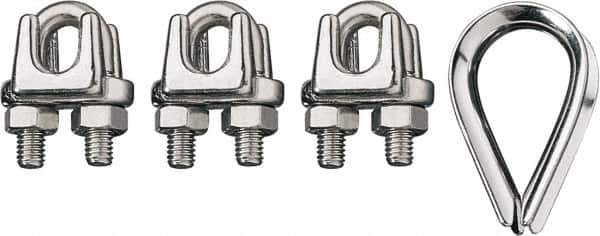 Ronstan - 3/32" Wire Rope Thimble Clip Kit - 316 Stainless Steel, Electropolished - Top Tool & Supply