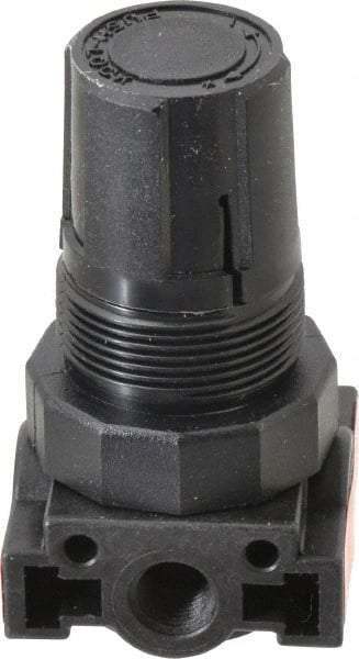 Parker - 1/4 NPT Port, Plastic Miniature Regulator - 0 to 125 psi Range, 150 Max psi Supply Pressure, 1/8" Gauge Port Thread, 1.6" Wide x 3.1" High - Top Tool & Supply