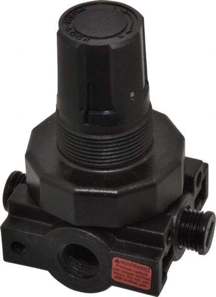 Parker - 1/4 NPT Port, Plastic Miniature Regulator - 0 to 25 psi Range, 150 Max psi Supply Pressure, 1/4" Gauge Port Thread, 2.06" Wide x 3.43" High - Top Tool & Supply