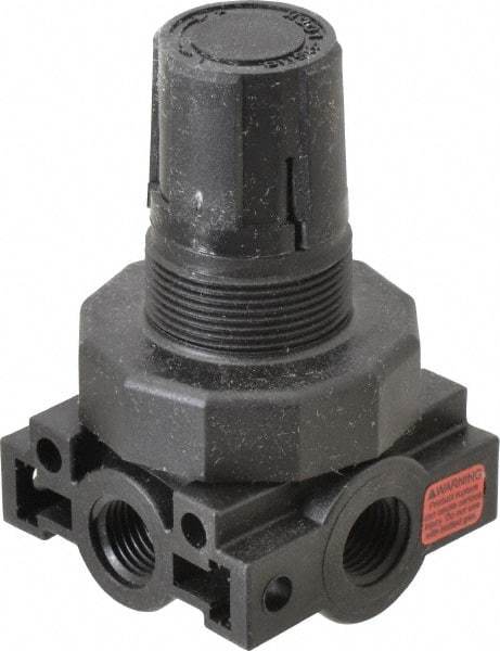 Parker - 1/4 NPT Port, Plastic Miniature Regulator - 0 to 60 psi Range, 150 Max psi Supply Pressure, 1/4" Gauge Port Thread, 2.06" Wide x 3.43" High - Top Tool & Supply