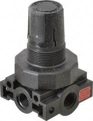 Parker - 1/4 NPT Port, Plastic Miniature Regulator - 0 to 60 psi Range, 150 Max psi Supply Pressure, 1/4" Gauge Port Thread, 2.06" Wide x 3.43" High - Top Tool & Supply