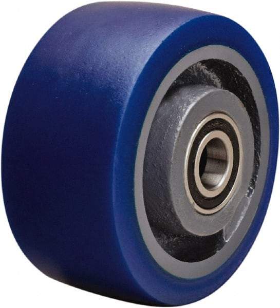 Hamilton - 4 Inch Diameter x 2 Inch Wide, Polyurethane Mold on to Cast Iron Center Caster Wheel - 600 Lb. Capacity, 2-1/4 Inch Hub Length, 1/2 Inch Axle Diameter, Sealed Precision Ball Bearing - Top Tool & Supply