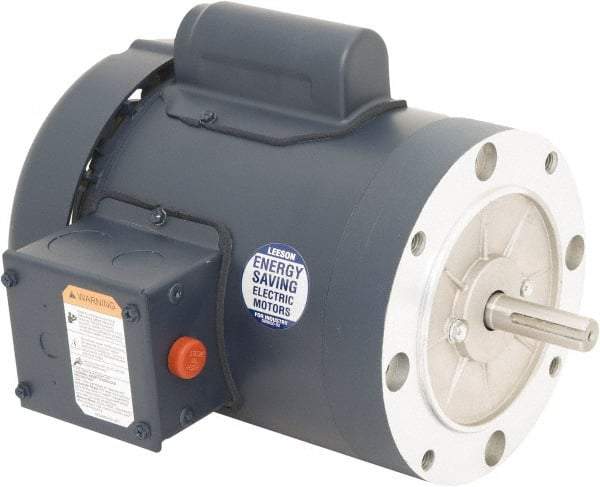 Leeson - 1/3 Max hp, 1,500 Max RPM, Electric AC DC Motor - 110/220 V Input, Single Phase, 56C Frame, 5/8" Shaft Diam, C-Face Mount, TEFC Enclosure - Top Tool & Supply