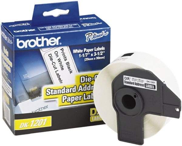 Brother - 1.1" Wide x 3-1/2" Long, White Paper Shipping Label - For PC Label Printers - Top Tool & Supply