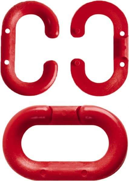 NMC - 2" High x 1/4" Long x 4" Wide Barrier Connecting Link - Plastic, Uncoated, Red, Use with Plastic Chain - Top Tool & Supply