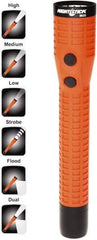 Bayco - LED Bulb, Industrial/Tactical Flashlight - Orange Polycarbonate Body, Integrated Batteries - Top Tool & Supply