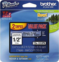 Brother - 1/2" Wide x 314.4" Long, Clear Plastic/Paper Tape Cassette - For Label Maker - Top Tool & Supply