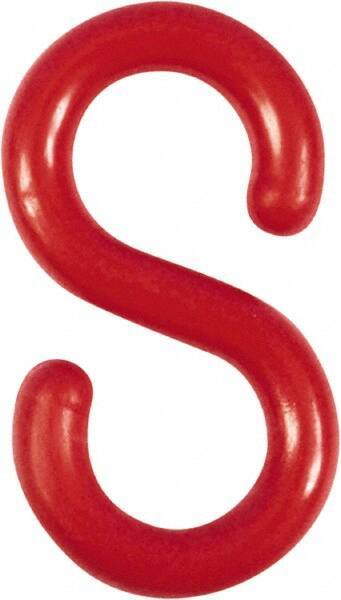 NMC - 2" High x 1/4" Long x 4" Wide Barrier S-Hook - Plastic, Uncoated, Red, Use with Plastic Chain - Top Tool & Supply