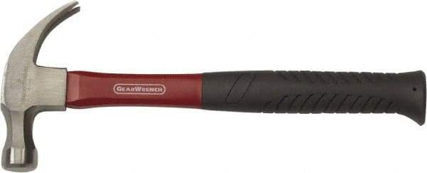 GearWrench - 16 oz Head, Curved Claw Hammer - 12-7/8" OAL, Smooth Face, Fiberglass Handle with Grip - Top Tool & Supply