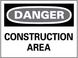 NMC - "Danger - Construction Area", 14" Long x 20" Wide, Pressure-Sensitive Vinyl Safety Sign - Rectangle, 0.004" Thick, Use for Security & Admittance - Top Tool & Supply