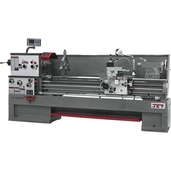 Jet - 22" Swing, 80" Between Centers, 230 Volt, Triple Phase Engine Lathe - 7MT Taper, 10 hp, 25 to 1,800 RPM, 3-1/8" Bore Diam, 40" Deep x 49" High x 136" Long - Top Tool & Supply