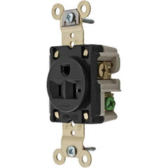 Hubbell Wiring Device-Kellems - 125V 20A NEMA 5-20R Industrial Grade Black Straight Blade Single Receptacle - Top Tool & Supply