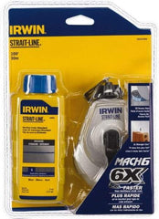 Irwin - 100' Long Reel & Chalk Set - Blue, Includes (1) 4 oz Standard Blue Chalk (6:1) & (1) MACH6 Chalk Reel - Top Tool & Supply