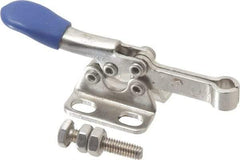 Gibraltar - 75 Lb Holding Capacity, Horizontal Handle, Manual Hold Down Toggle Clamp - 82° Handle Movement, 94° Bar Opening, Solid Bar, Flanged Base, Electro-Plated Zinc, Stainless Steel - Top Tool & Supply