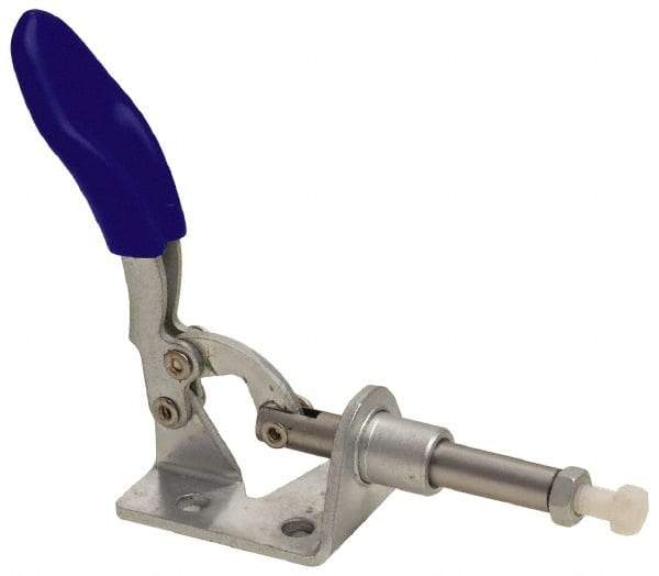 Gibraltar - 100 Lb Load Capacity, Flanged Base, Carbon Steel, Standard Straight Line Action Clamp - 3 Mounting Holes, 0.18" Mounting Hole Diam, 1/4" Plunger Diam, Thumb Handle - Top Tool & Supply