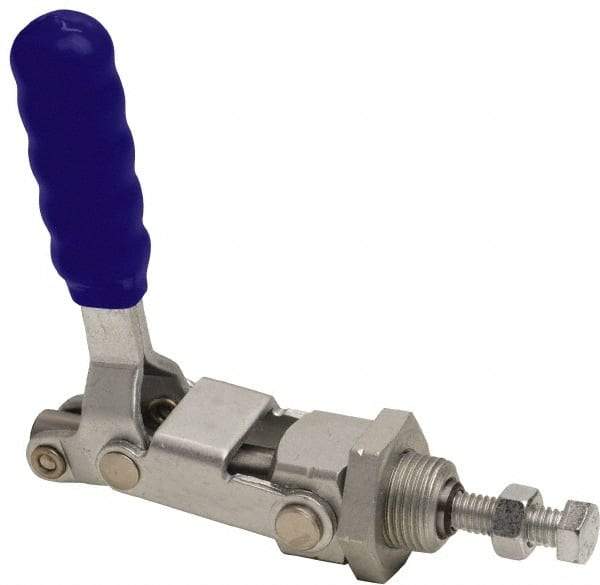 Gibraltar - 300 Lb Load Capacity, Flush Base, Carbon Steel, Standard Straight Line Action Clamp - 3/4" Mounting Hole Diam, 0.44" Plunger Diam, Straight Handle - Top Tool & Supply