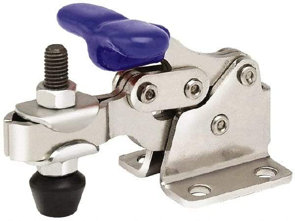 Gibraltar - 150 Lb Holding Capacity, Horizontal Handle, Manual Hold Down Toggle Clamp - 175° Handle Movement, 92° Bar Opening, U-Bar, Flanged Base, Stainless Steel - Top Tool & Supply