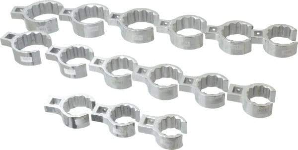 Proto - 15 Piece 1/2" Drive Flare Nut Crowfoot Wrench Set - 1-1/8 to 2", with Clip Rail - Top Tool & Supply