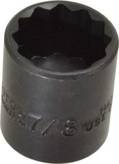 Proto - 7/8", 3/8" Drive, Standard Hand Socket - 12 Points, 1-7/16" OAL, Alloy Steel, Black Finish - Top Tool & Supply