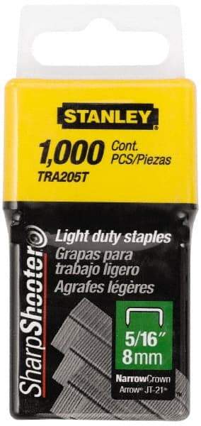 Stanley - 7/16" Wide Galvanized Steel Light Duty Staples - 5/16" Leg Length - Top Tool & Supply