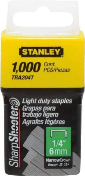 Stanley - 7/16" Wide Galvanized Steel Light Duty Staples - 1/4" Leg Length - Top Tool & Supply