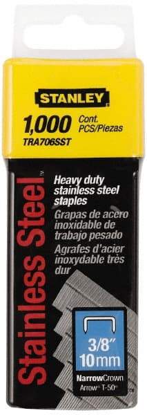 Stanley - 27/64" Wide Stainless Steel Narrow Crown Staples - 3/8" Leg Length - Top Tool & Supply