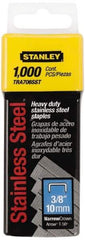 Stanley - 27/64" Wide Stainless Steel Narrow Crown Staples - 3/8" Leg Length - Top Tool & Supply