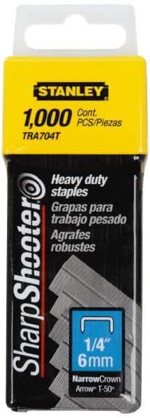 Stanley - 27/64" Wide Galvanized Steel Heavy Duty Power Crown Staples - 1/4" Leg Length - Top Tool & Supply