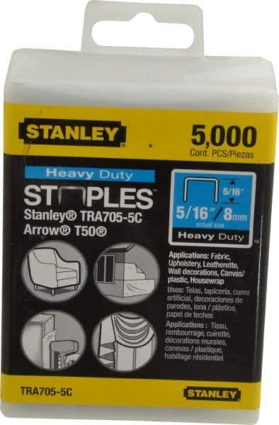 Stanley - 27/64" Wide Galvanized Steel Heavy Duty Power Crown Staples - 5/16" Leg Length - Top Tool & Supply