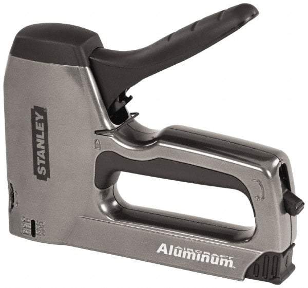 Stanley - Manual Brad Nailer/Staple Gun - 1/4, 5/16, 3/8, 1/2, 9/16, 1/2, 5/8, 9/16" Staples, Silver, Aluminum - Top Tool & Supply