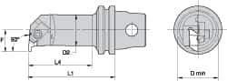 Kennametal - Insert Style NG 2L, 60mm Head Length, Right Hand Cut, Internal Modular Threading Cutting Unit Head - System Size KM32, 11mm Center to Cutting Edge, Series Top Notch - Top Tool & Supply