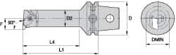 Kennametal - Insert Style NG 3L, 140mm Head Length, Right Hand Cut, Internal Modular Threading Cutting Unit Head - System Size KM63, 22mm Center to Cutting Edge, Series Top Notch - Top Tool & Supply