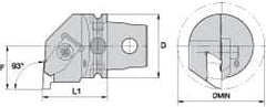 Kennametal - Insert Style NG 4L, 60mm Head Length, Right Hand Cut, Internal Modular Threading Cutting Unit Head - System Size KM63, 43mm Center to Cutting Edge, Series Top Notch - Top Tool & Supply