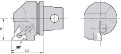 Kennametal - Insert Style LT 16ER, 35mm Head Length, Right Hand Cut, External Modular Threading Cutting Unit Head - System Size KM32, 22mm Center to Cutting Edge, Series LT Threading - Top Tool & Supply