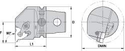 Kennametal - Insert Style LT 22NL, 60mm Head Length, Left Hand Cut, Internal Modular Threading Cutting Unit Head - System Size KM63, 43mm Center to Cutting Edge, Series LT Threading - Top Tool & Supply