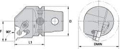 Kennametal - Insert Style LT 22NL, 60mm Head Length, Left Hand Cut, Internal Modular Threading Cutting Unit Head - System Size KM63, 43mm Center to Cutting Edge, Series LT Threading - Top Tool & Supply