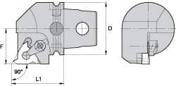 Kennametal - Insert Style LT 16ER, 60mm Head Length, Right Hand Cut, External Modular Threading Cutting Unit Head - System Size KM63, 43mm Center to Cutting Edge, Series LT Threading - Top Tool & Supply