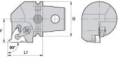 Kennametal - Insert Style LT 16EL, 60mm Head Length, Left Hand Cut, External Modular Threading Cutting Unit Head - System Size KM63, 43mm Center to Cutting Edge, Series LT Threading - Top Tool & Supply