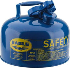 Eagle - 2 Gal Galvanized Steel Type I Safety Can - 9-1/2" High x 11-1/4" Diam, Blue - Top Tool & Supply