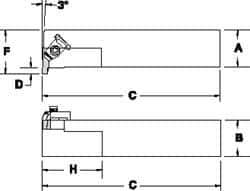 Tool-Flo - External Thread, Right Hand Cut, 3/4" Shank Width x 3/4" Shank Height Indexable Threading Toolholder - 4-1/2" OAL, FL 2L Insert Compatibility, FLE Toolholder, Series FLER - Top Tool & Supply