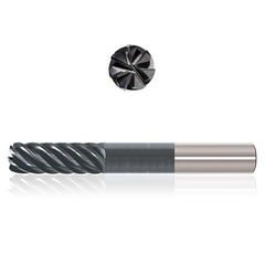 1/2″ Dia. × 1/2″ Shank × 7/8″ DOC × 6″ OAL, Sistral, 7 Flute, Variable Helix, Straight, External, Bullnose, Solid End Mill - Exact Industrial Supply