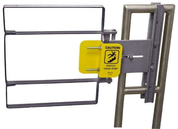 FabEnCo - Galvanized Carbon Steel Self Closing Rail Safety Gate - Fits 34 to 36-1/2" Clear Opening, 36-1/2" Wide x 22" Door Height, 46 Lb, Gray, Silver - Top Tool & Supply